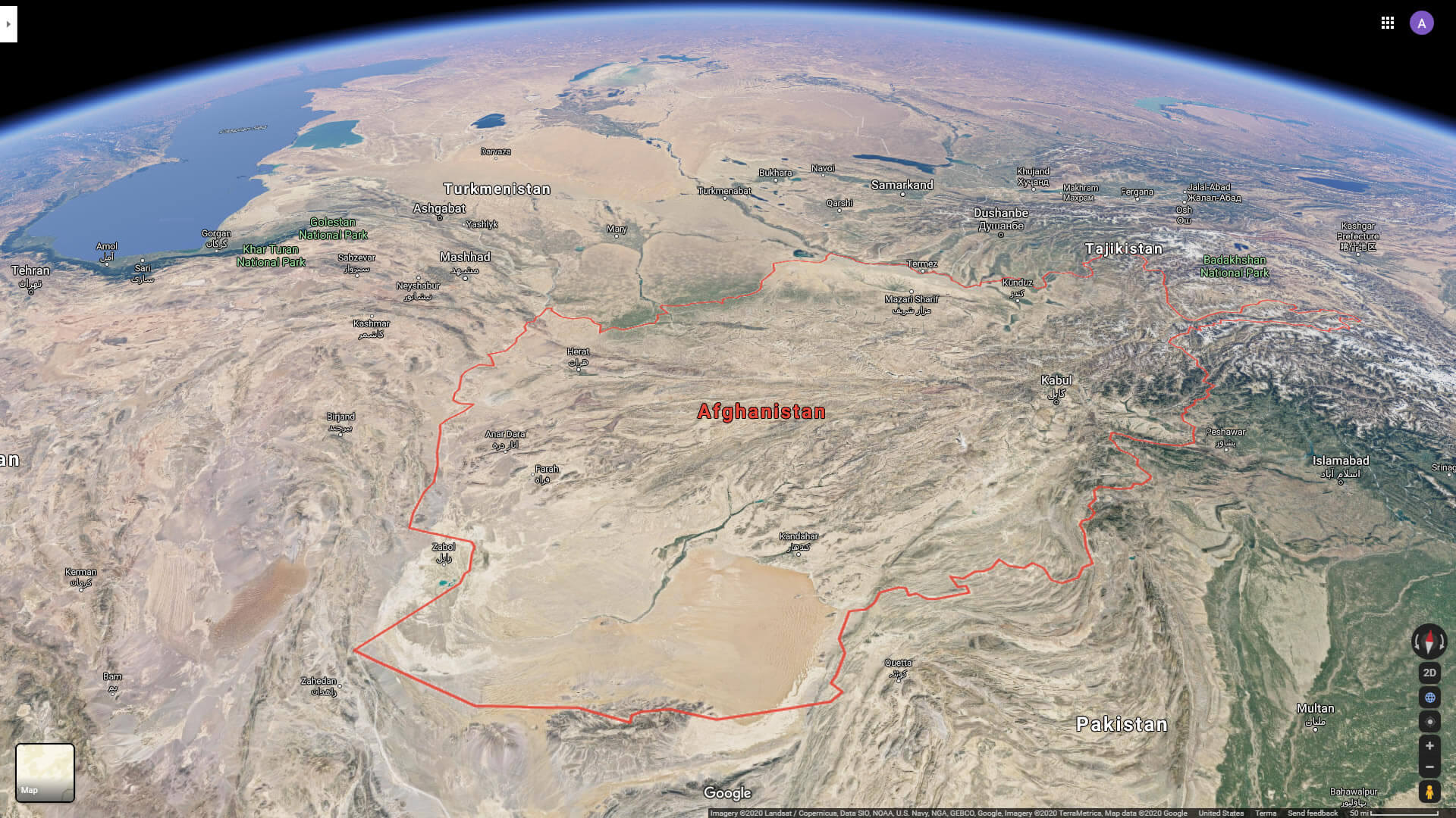 afghanistan satellite aerial view